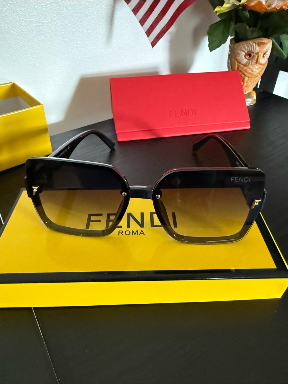Fendi  Sunglasses in Brown Gradient and Black Frame.